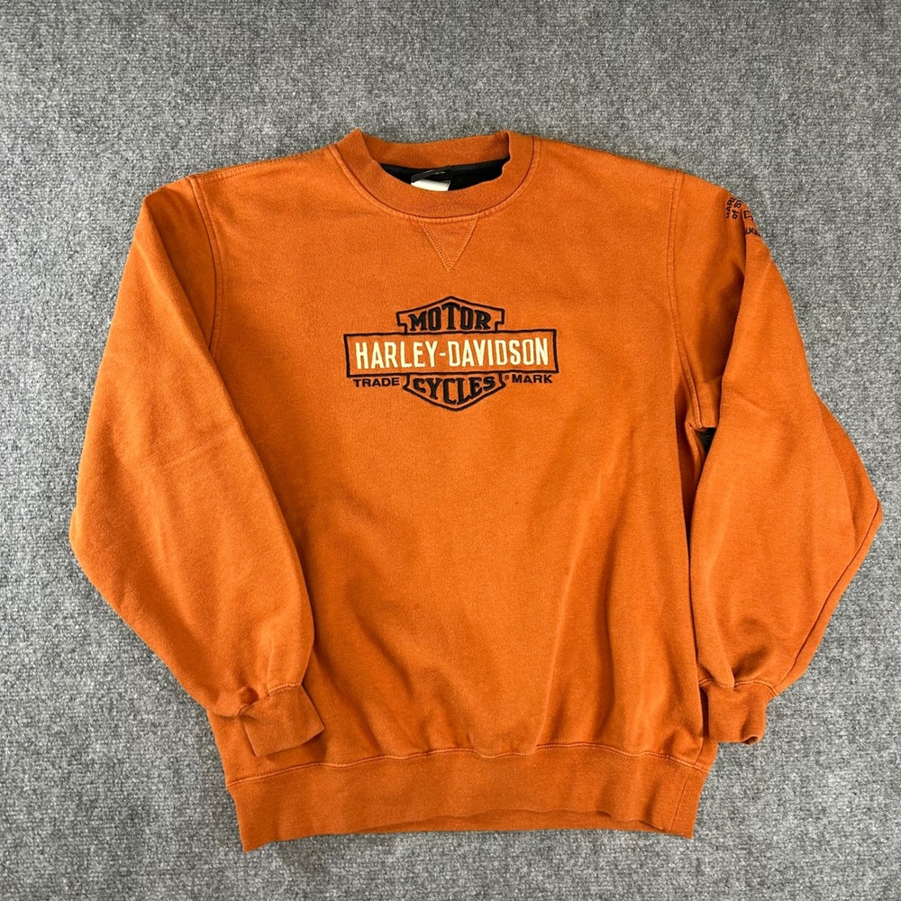 Harley-Davidson St. Augustine Florida Embroidered Crewneck Sweatshirt Orange M